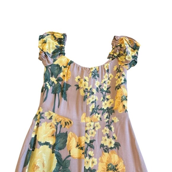 Reformation Cordelia Floral Print Dress Midi Length Slit Off-Shoulder Size 0 - Picture 8 of 12
